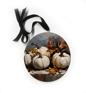 Four White Pumpkins With Leaves Ornament